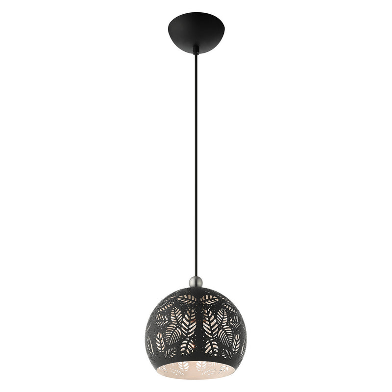 Livex Lighting 49541-04 One Light Pendant, Black w/ Brushed Nickels