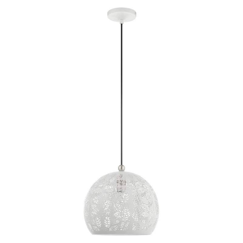 Livex Lighting 49542-03 One Light Pendant, White w/ Brushed Nickels