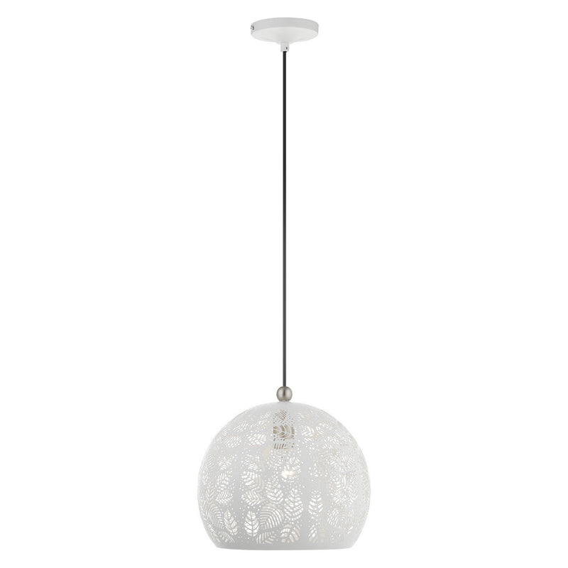 Livex Lighting 49542-03 One Light Pendant, White w/ Brushed Nickels