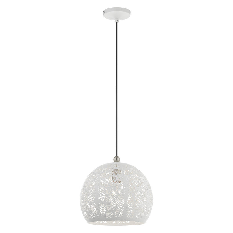 Livex Lighting 49542-03 One Light Pendant, White w/ Brushed Nickels