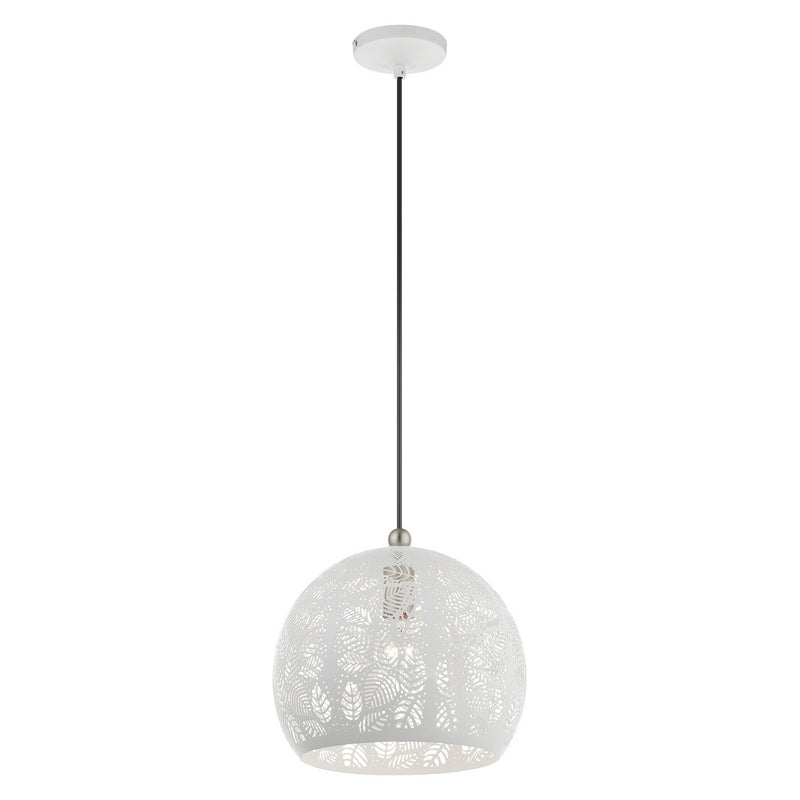 Livex Lighting 49542-03 One Light Pendant, White w/ Brushed Nickels