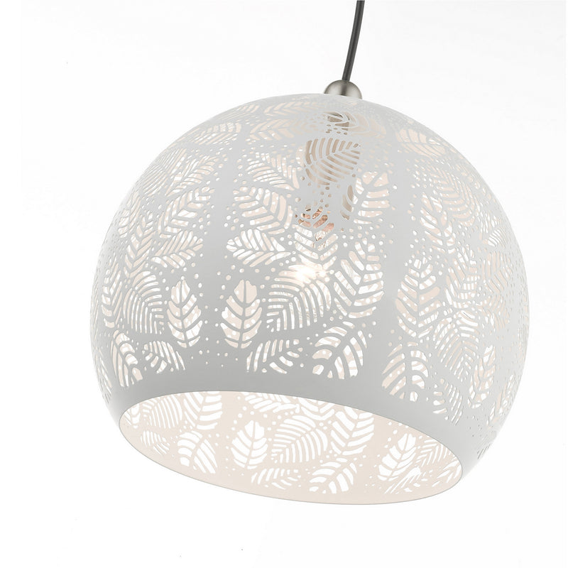 Livex Lighting 49542-03 One Light Pendant, White w/ Brushed Nickels