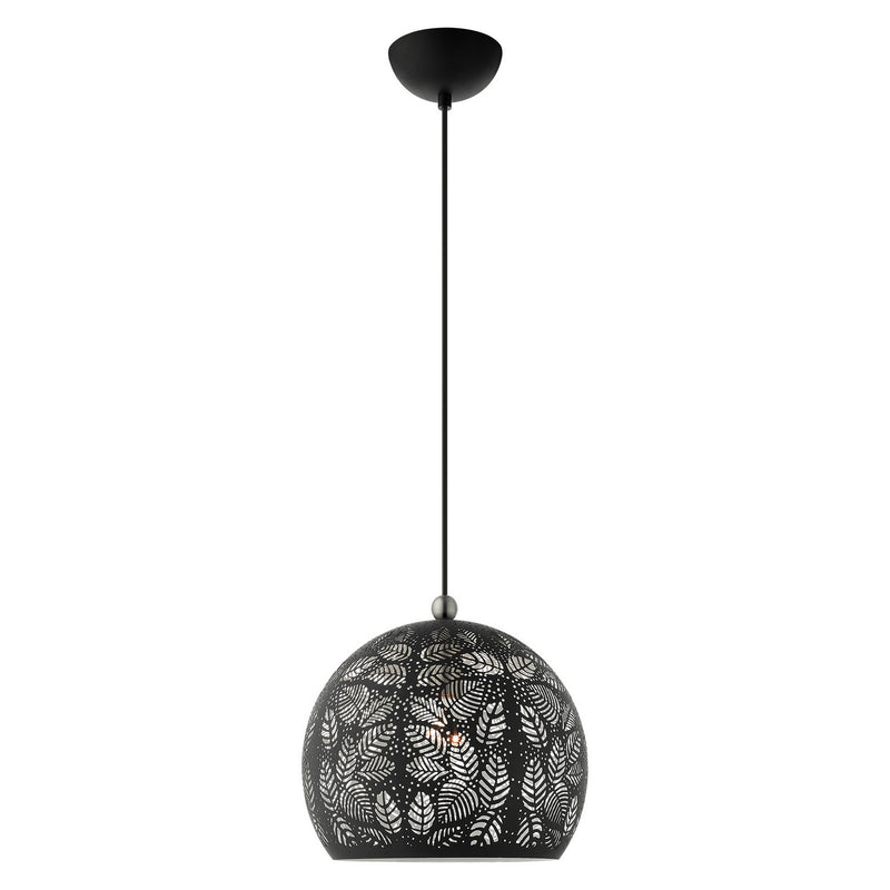 Livex Lighting 49542-04 One Light Pendant, Black w/ Brushed Nickels