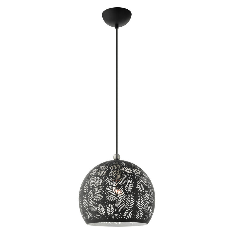 Livex Lighting 49542-04 One Light Pendant, Black w/ Brushed Nickels