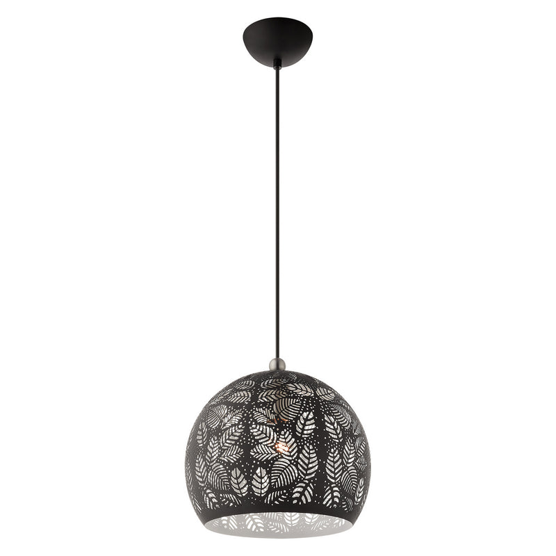 Livex Lighting 49542-04 One Light Pendant, Black w/ Brushed Nickels