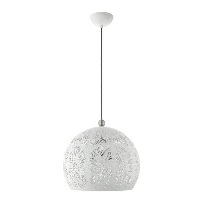 Livex Lighting 49543-03 Three Light Pendant, White w/ Brushed Nickels