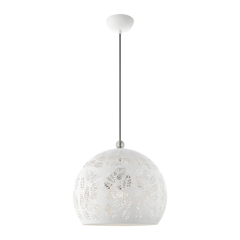 Livex Lighting 49543-03 Three Light Pendant, White w/ Brushed Nickels