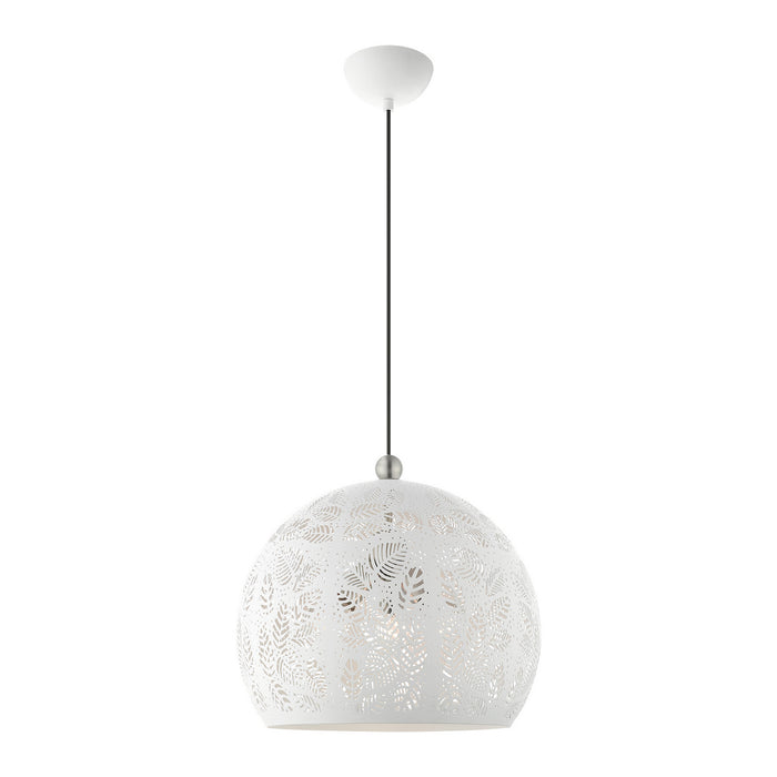 Livex Lighting 49543-03 Three Light Pendant, White w/ Brushed Nickels