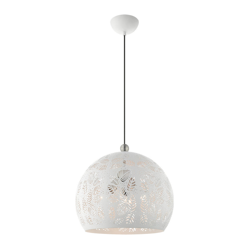 Livex Lighting 49543-03 Three Light Pendant, White w/ Brushed Nickels