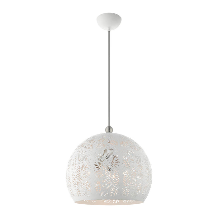 Livex Lighting 49543-03 Three Light Pendant, White w/ Brushed Nickels