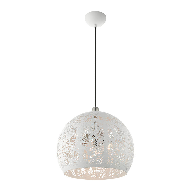 Livex Lighting 49543-03 Three Light Pendant, White w/ Brushed Nickels