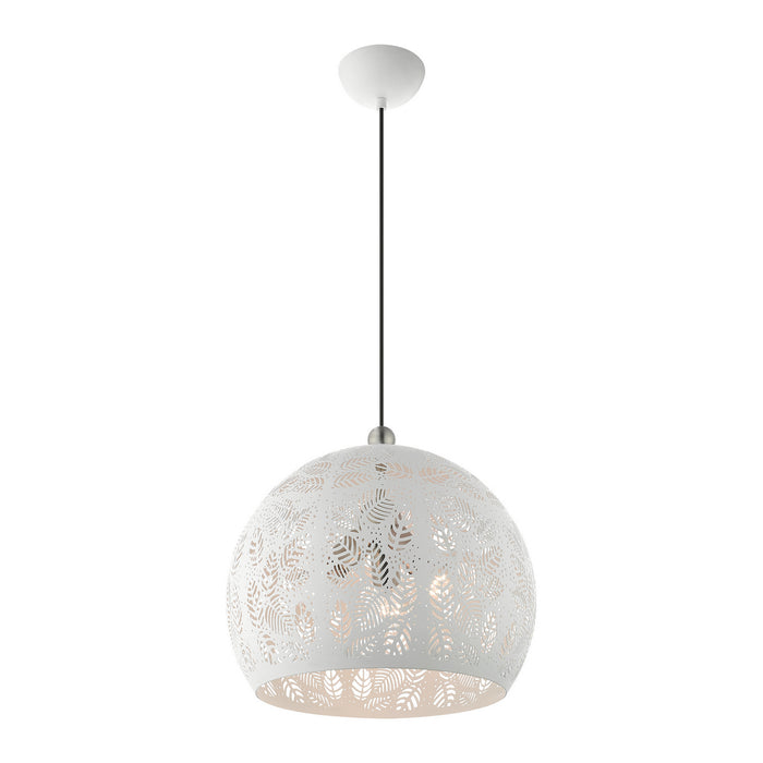 Livex Lighting 49543-03 Three Light Pendant, White w/ Brushed Nickels