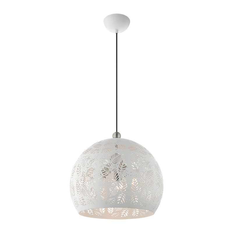 Livex Lighting 49543-03 Three Light Pendant, White w/ Brushed Nickels