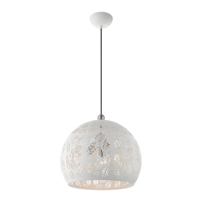 Livex Lighting 49543-03 Three Light Pendant, White w/ Brushed Nickels