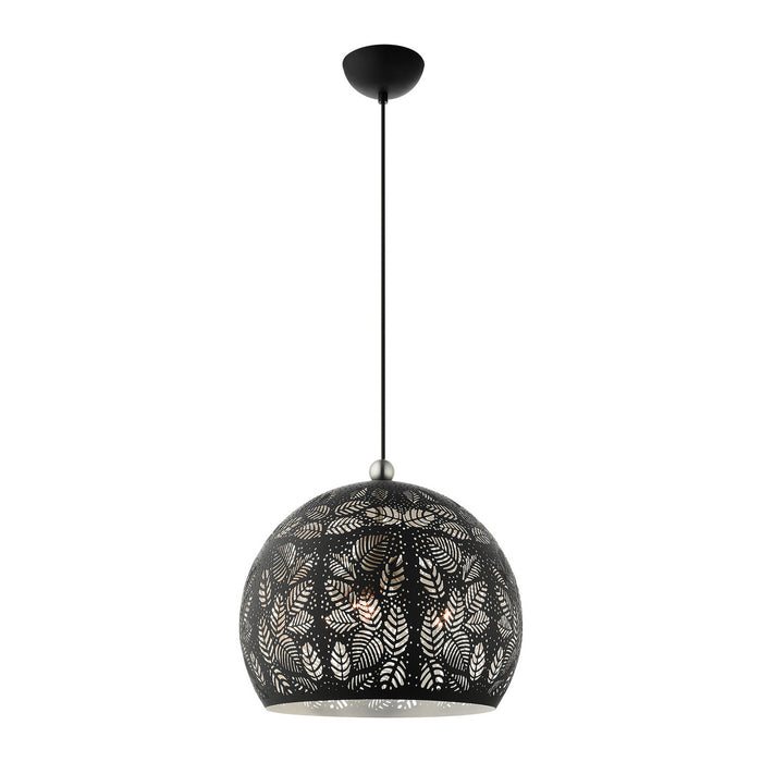 Livex Lighting 49543-04 Three Light Pendant, Black w/ Brushed Nickels