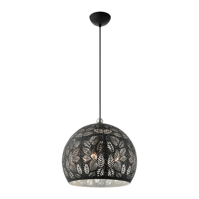 Livex Lighting 49543-04 Three Light Pendant, Black w/ Brushed Nickels