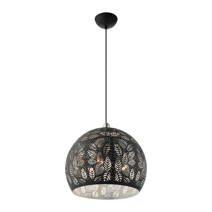 Livex Lighting 49543-04 Three Light Pendant, Black w/ Brushed Nickels