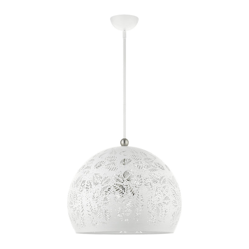 Livex Lighting 49544-03 Three Light Pendant, White w/ Brushed Nickels