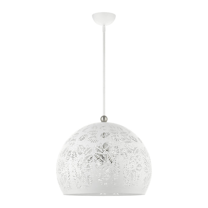 Livex Lighting 49544-03 Three Light Pendant, White w/ Brushed Nickels