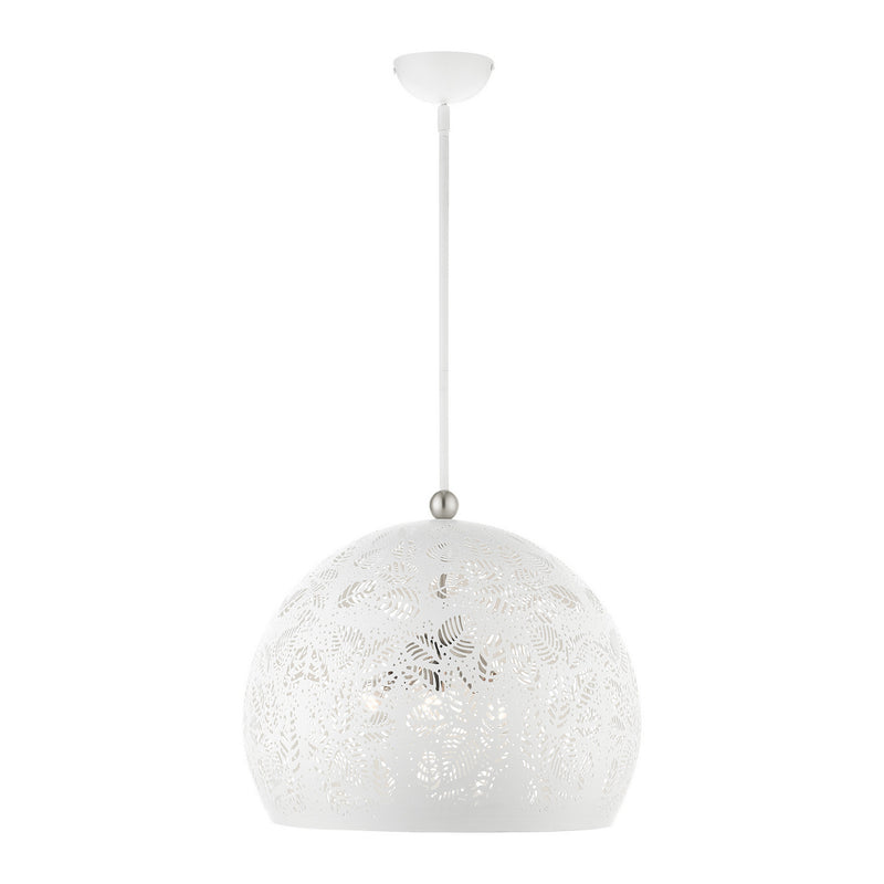 Livex Lighting 49544-03 Three Light Pendant, White w/ Brushed Nickels