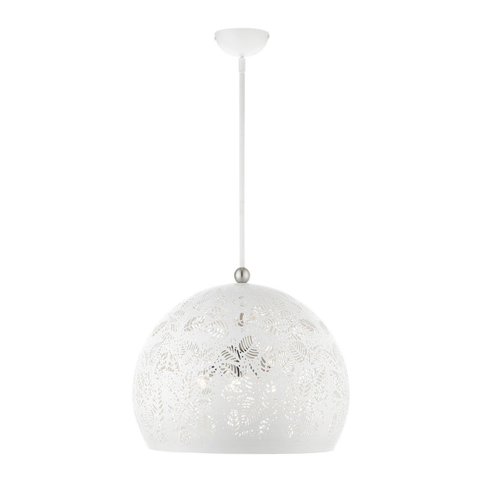 Livex Lighting 49544-03 Three Light Pendant, White w/ Brushed Nickels