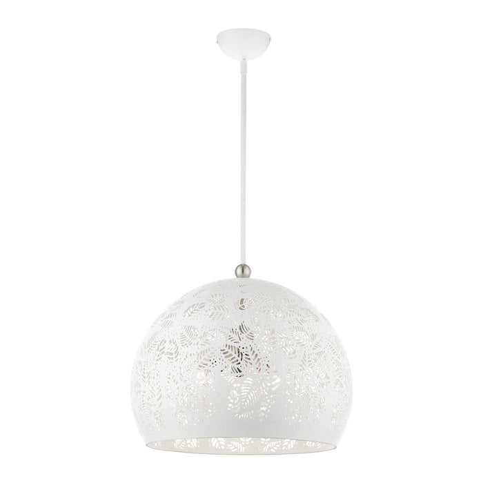 Livex Lighting 49544-03 Three Light Pendant, White w/ Brushed Nickels
