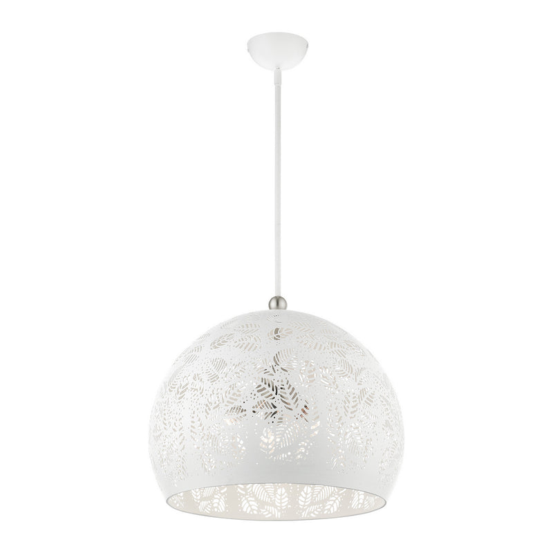 Livex Lighting 49544-03 Three Light Pendant, White w/ Brushed Nickels
