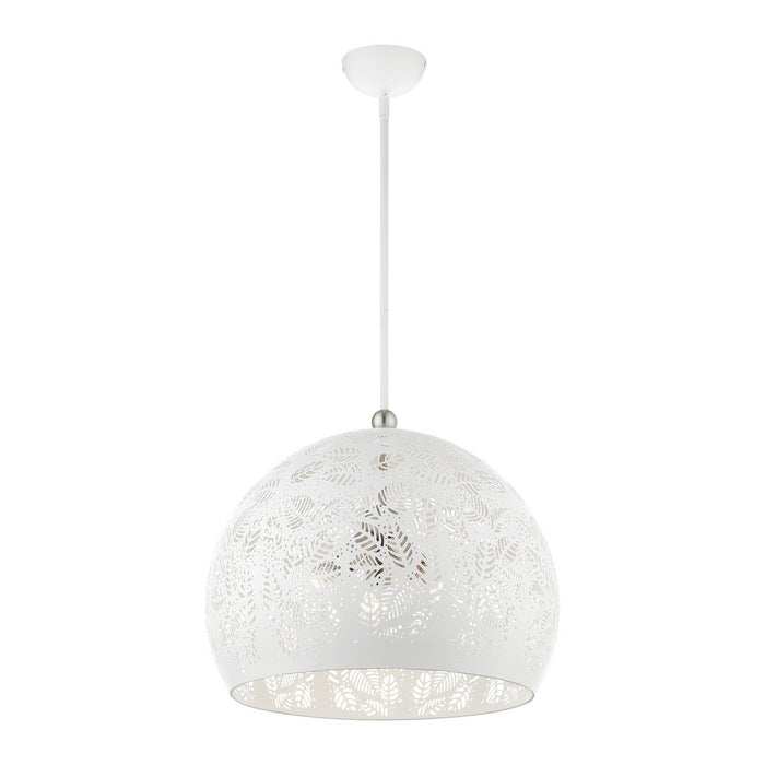 Livex Lighting 49544-03 Three Light Pendant, White w/ Brushed Nickels