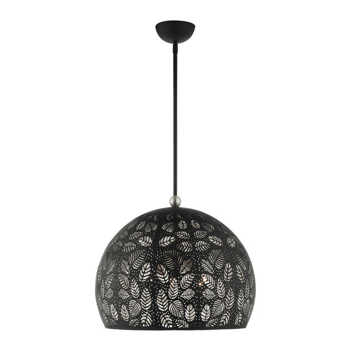 Livex Lighting 49544-04 Three Light Pendant, Black w/ Brushed Nickels