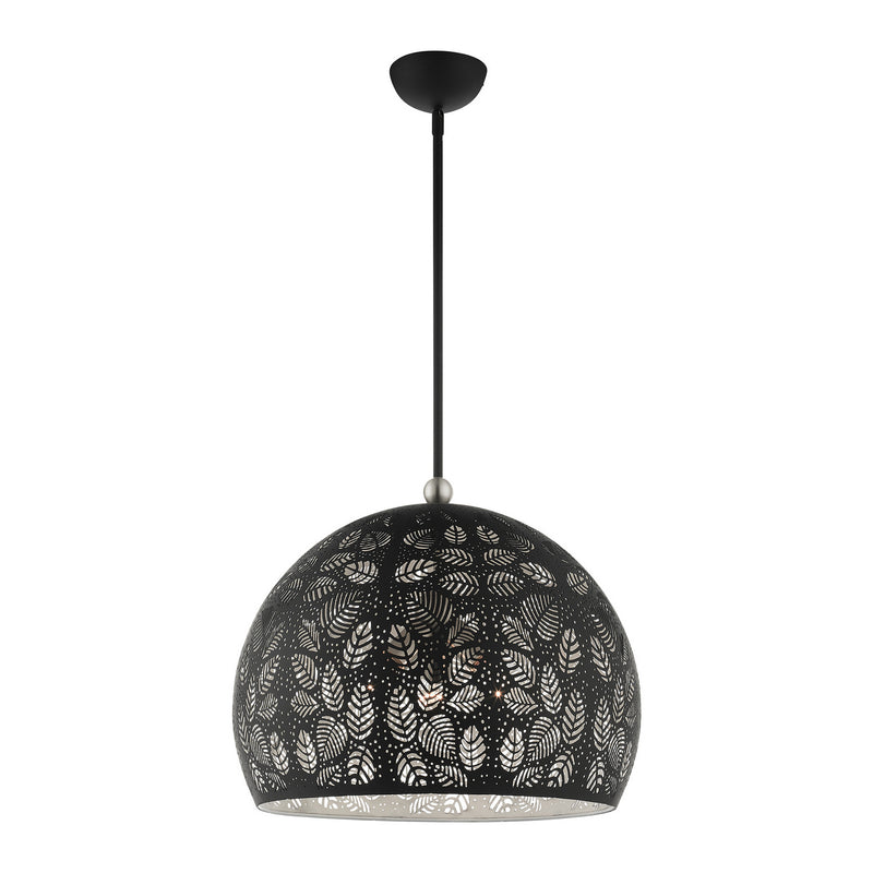 Livex Lighting 49544-04 Three Light Pendant, Black w/ Brushed Nickels