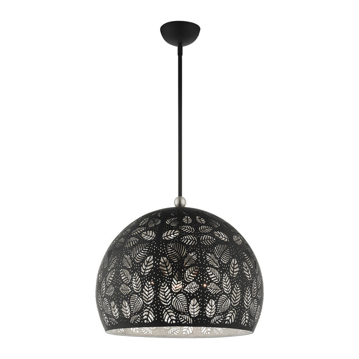 Livex Lighting 49544-04 Three Light Pendant, Black w/ Brushed Nickels