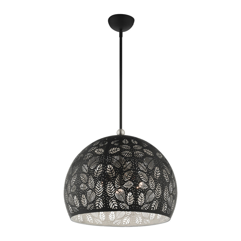 Livex Lighting 49544-04 Three Light Pendant, Black w/ Brushed Nickels