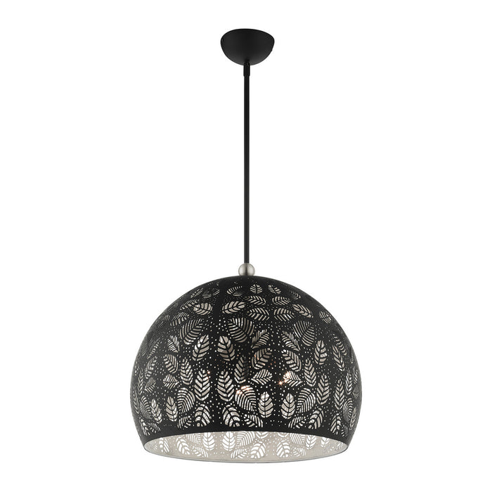 Livex Lighting 49544-04 Three Light Pendant, Black w/ Brushed Nickels