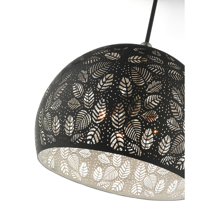 Livex Lighting 49544-04 Three Light Pendant, Black w/ Brushed Nickels