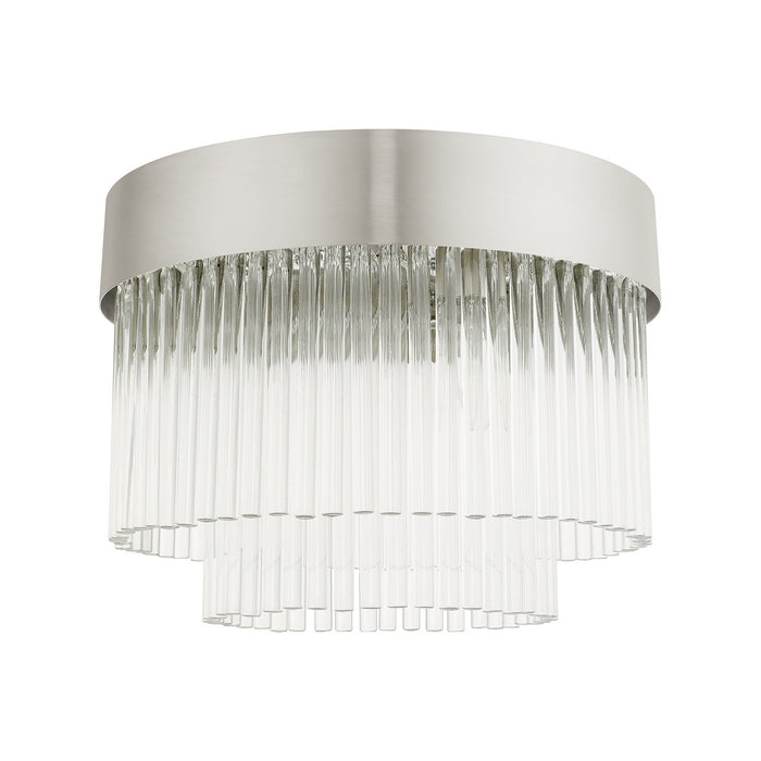 Livex Lighting 49827-91 Four Light Flush Mount, Brushed Nickel