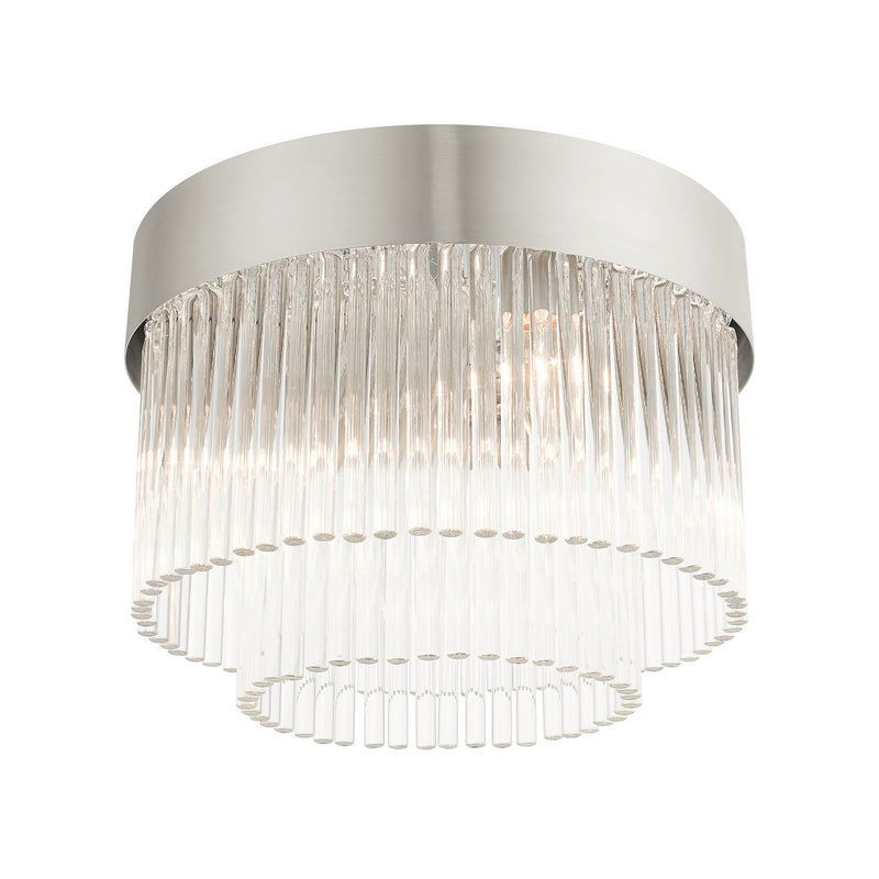 Livex Lighting 49827-91 Four Light Flush Mount, Brushed Nickel