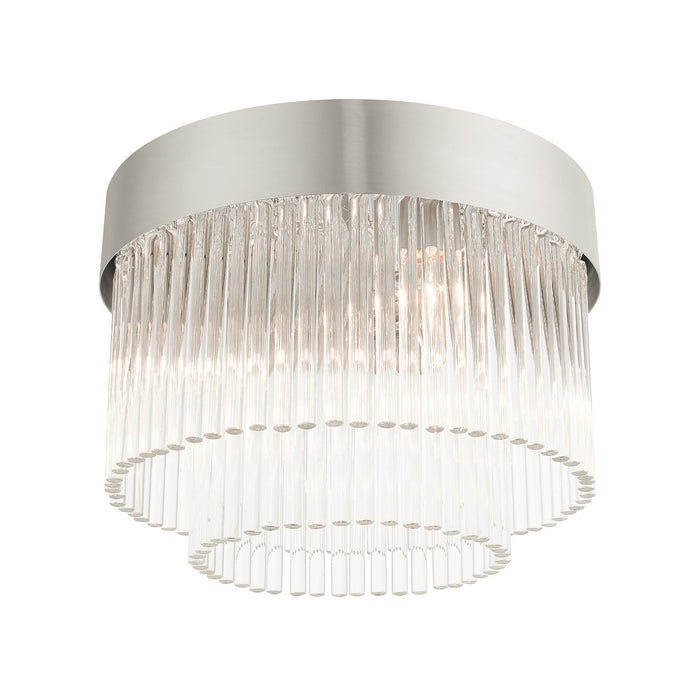 Livex Lighting 49827-91 Four Light Flush Mount, Brushed Nickel