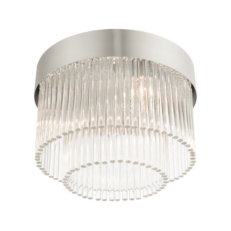Livex Lighting 49827-91 Four Light Flush Mount, Brushed Nickel