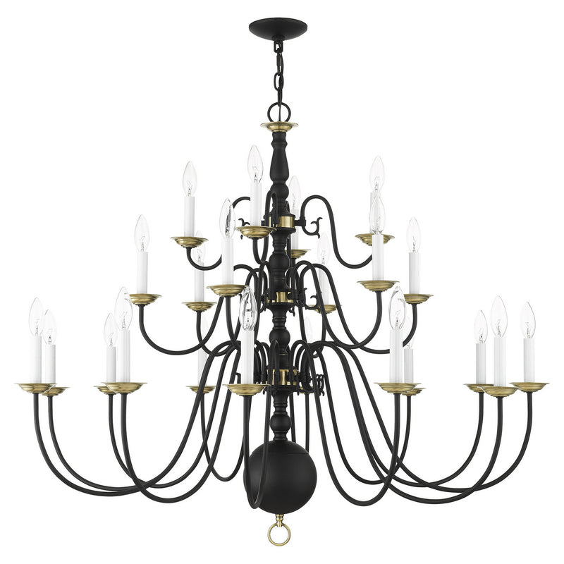 Livex Lighting 5015-04 22 Light Chandelier, Black w/ Antique Brasss