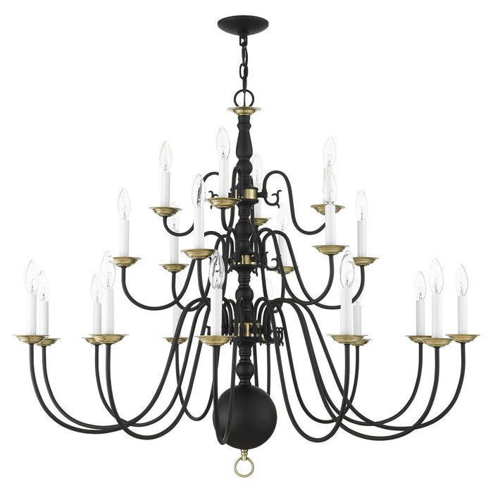 Livex Lighting 5015-04 22 Light Chandelier, Black w/ Antique Brasss