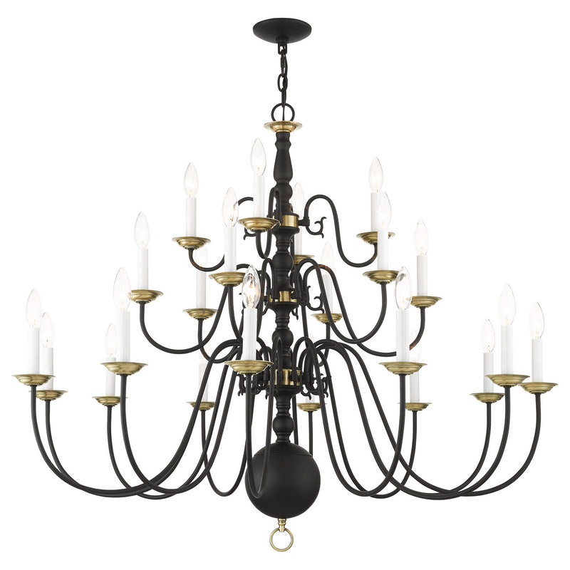 Livex Lighting 5015-04 22 Light Chandelier, Black w/ Antique Brasss