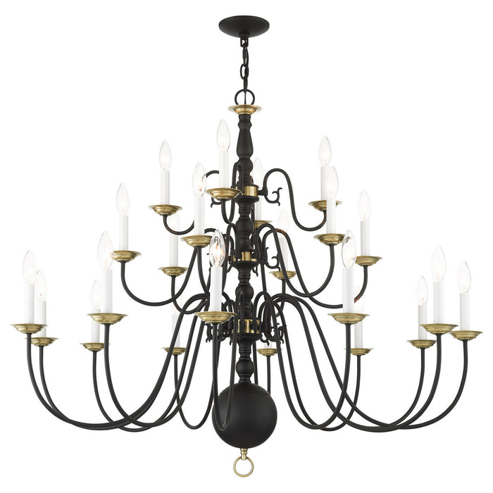 Livex Lighting 5015-04 22 Light Chandelier, Black w/ Antique Brasss