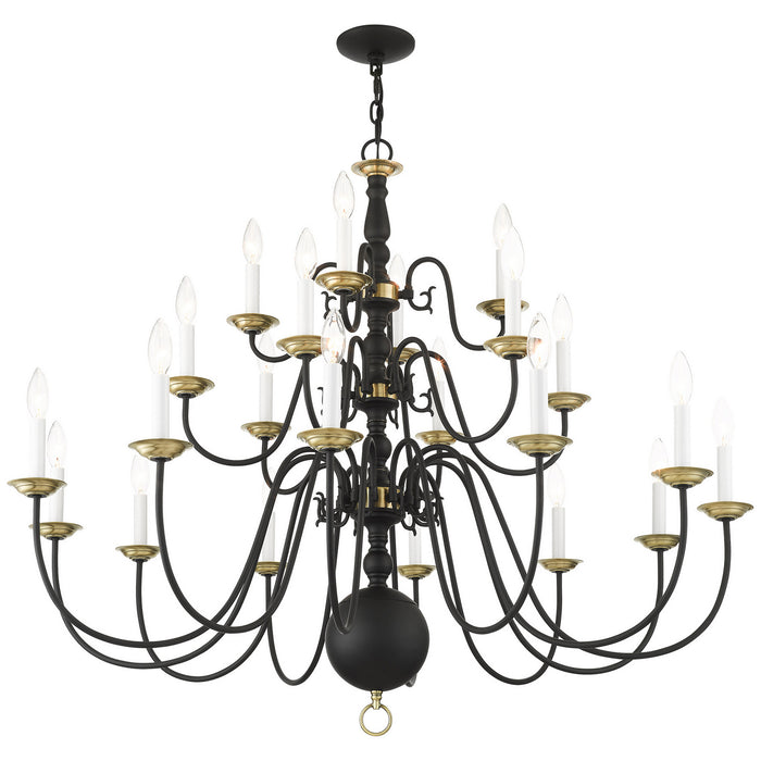 Livex Lighting 5015-04 22 Light Chandelier, Black w/ Antique Brasss
