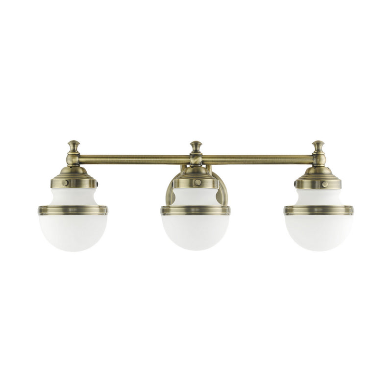 Livex Lighting 5713-01 Three Light Vanity, Antique Brass