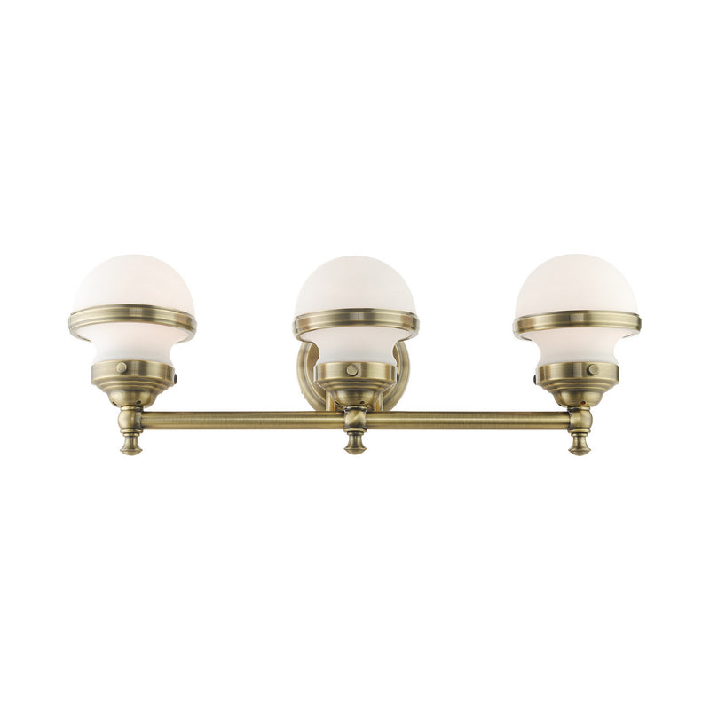 Livex Lighting 5713-01 Three Light Vanity, Antique Brass