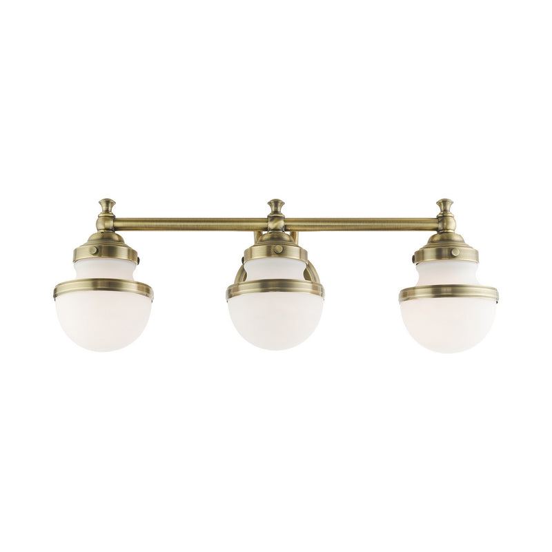 Livex Lighting 5713-01 Three Light Vanity, Antique Brass
