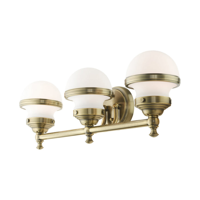 Livex Lighting 5713-01 Three Light Vanity, Antique Brass