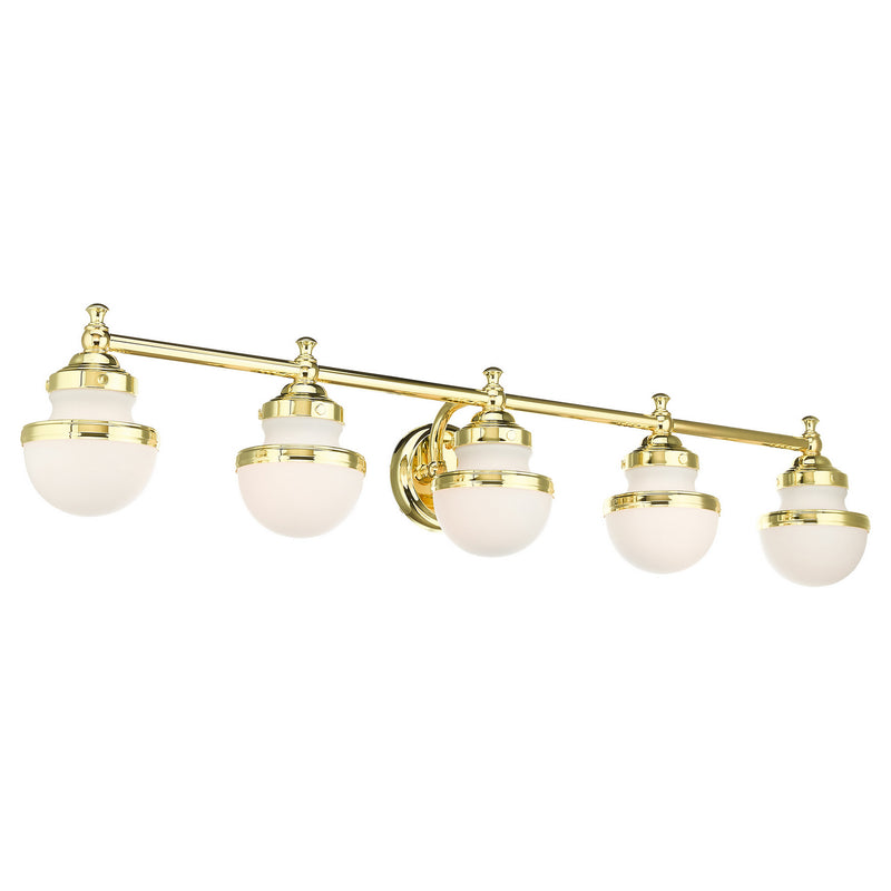 Livex Lighting 5715-02 Five Light Vanity, Polished Brass