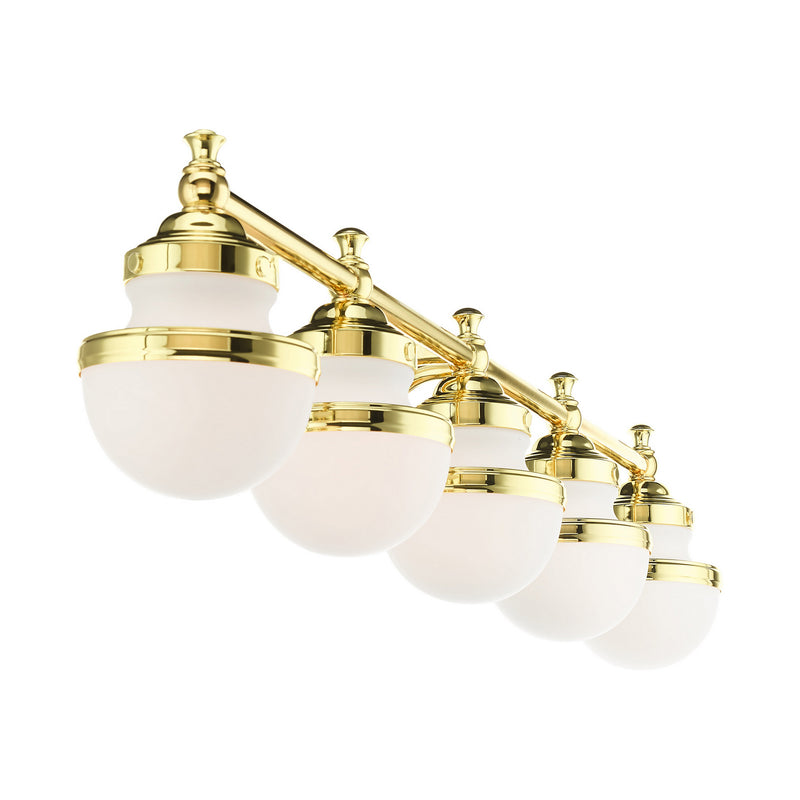 Livex Lighting 5715-02 Five Light Vanity, Polished Brass