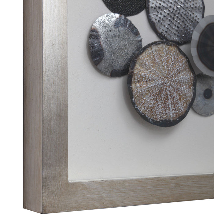 Uttermost 04227 Shadow Box, Silver, Charcoal, Rust, Blue, And Green